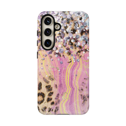 Crystal Glam Leopard - Samsung Galaxy Series Case with Glitter and Gem Accents