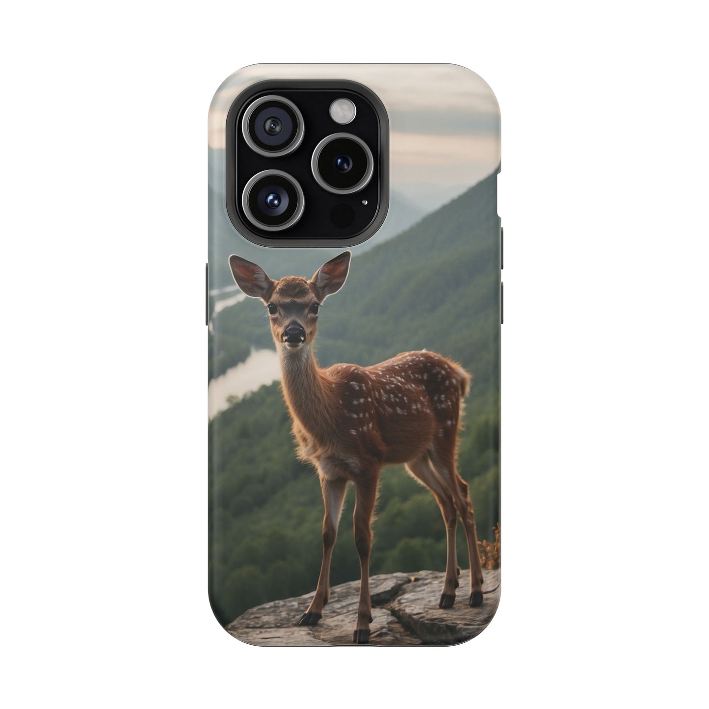 Majestic Fawn Overlooking Mountain Vista MagSafe iPhone Case