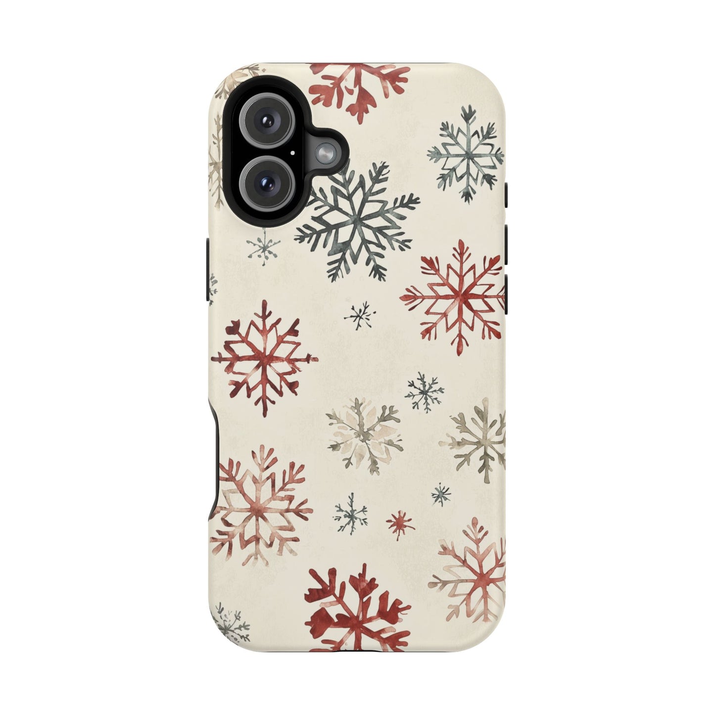 Vintage Red and Gray Snowflake Pattern – MagSafe iPhone Series Case