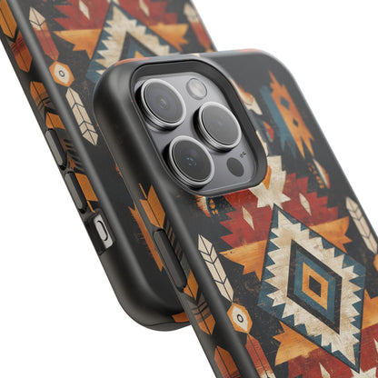 Southwestern Arrow & Diamond Tough MagSafe iPhone Case – Bold Tribal Design, Dual-Layer Protection