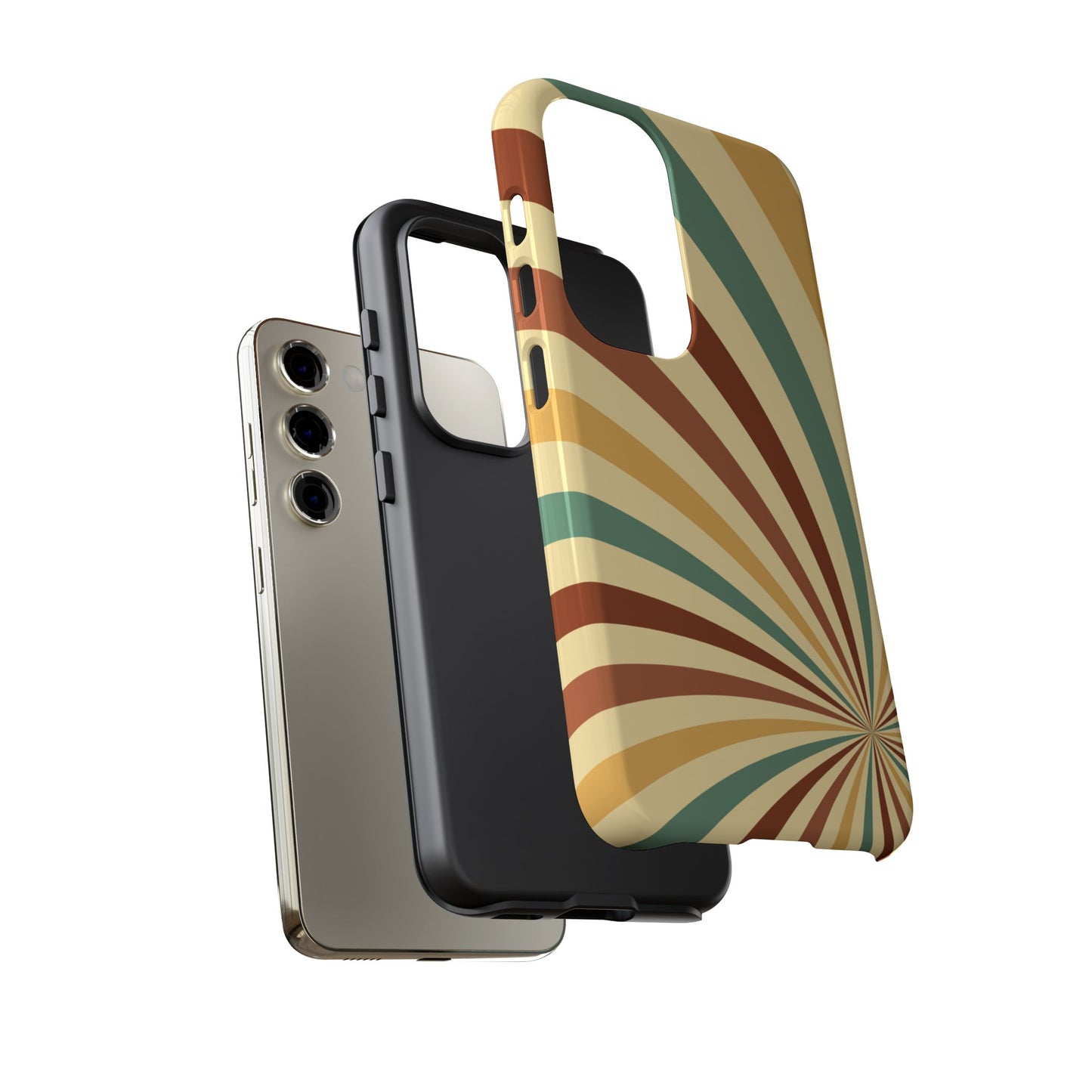 Earthy Retro Swirl Samsung Galaxy Case – Dual-Layer Protection with 70s-Inspired Earth Tones