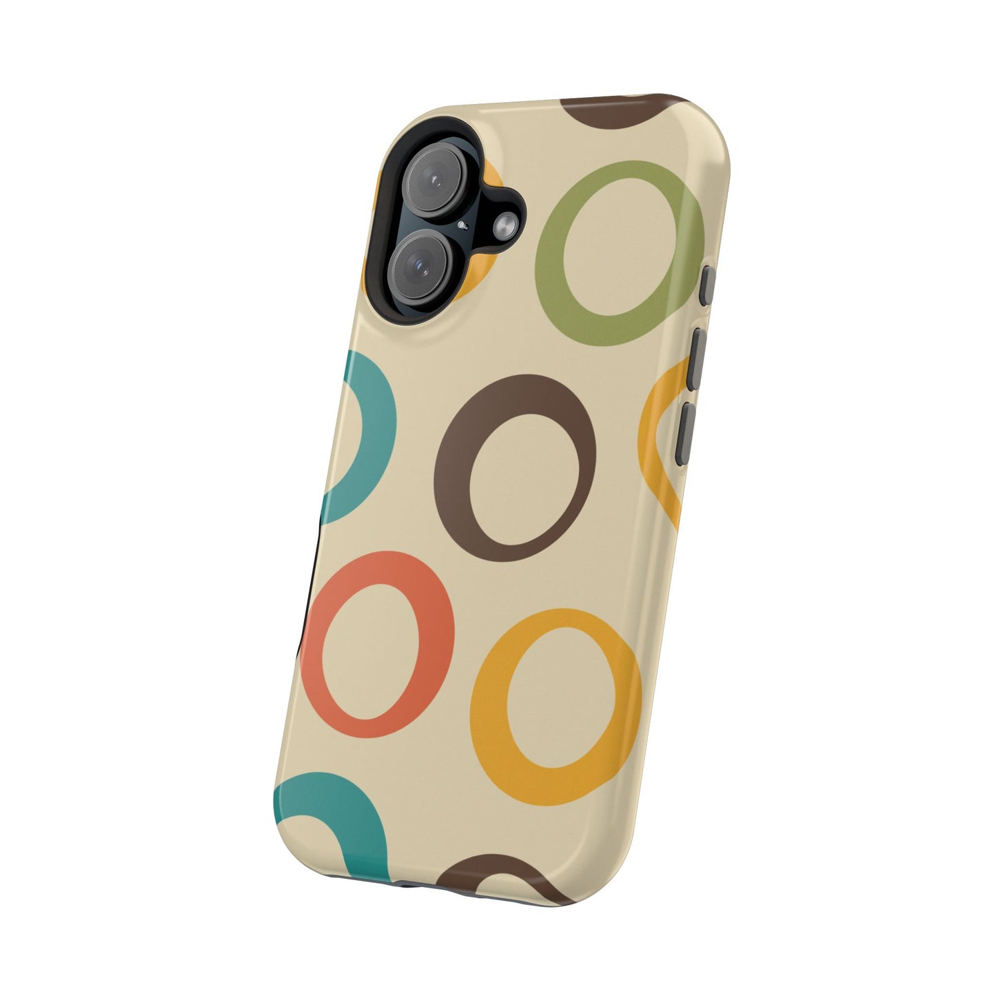 Retro Colorful Rings MagSafe iPhone Case – Shockproof, Matte Finish, Dual-Layer Protection