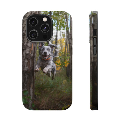 Happy Forest Dog MagSafe iPhone Case – Nature-Inspired Protective Cover