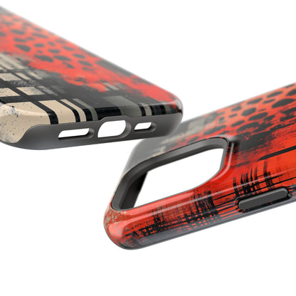 MagSafe iPhone Case: Cheetah Plaid – Red & Black Pattern