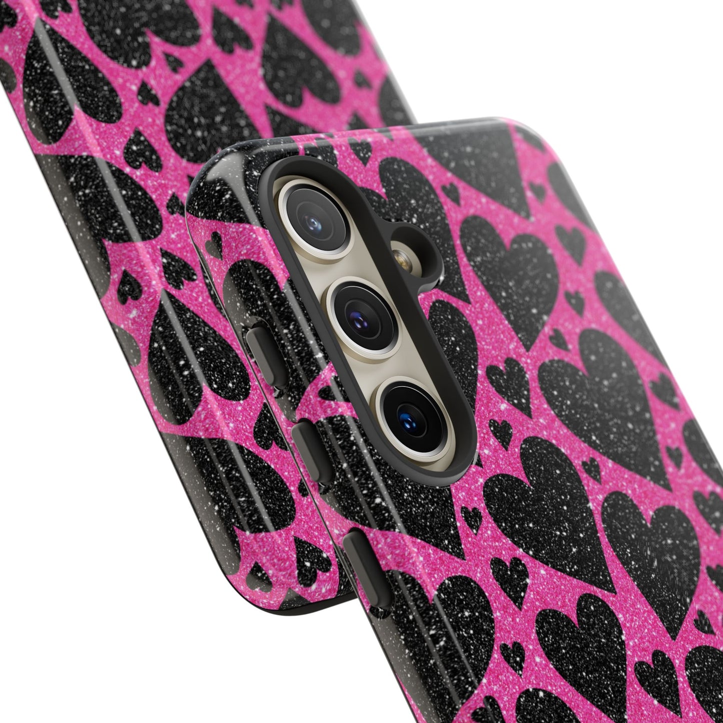 Pink Glitter Hearts Samsung Galaxy Case