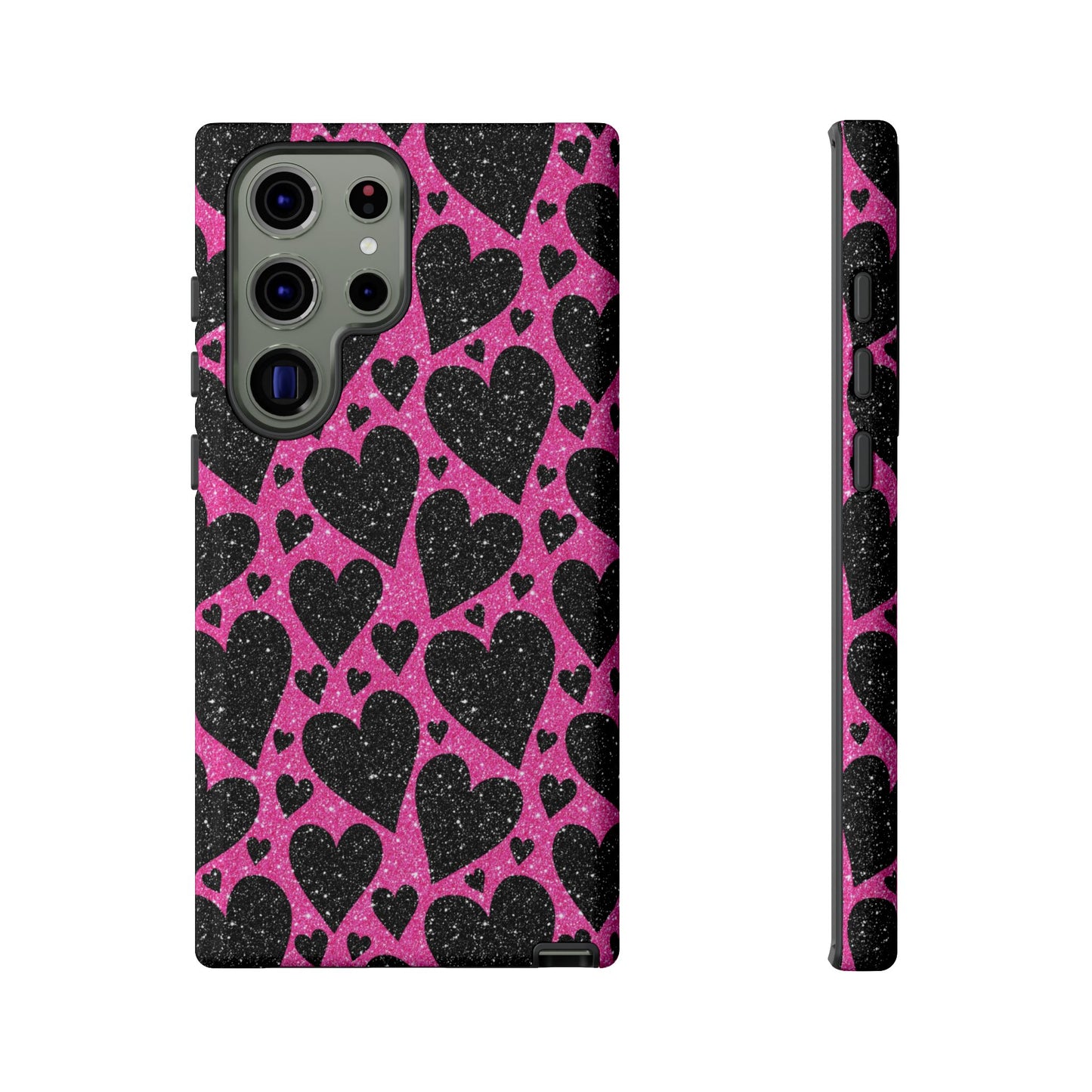 Pink Glitter Hearts Samsung Galaxy Case