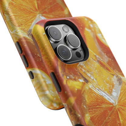 Citrus Orange Splash MagSafe iPhone Case – Dual-Layer Tough Protection, Vibrant Summer Design