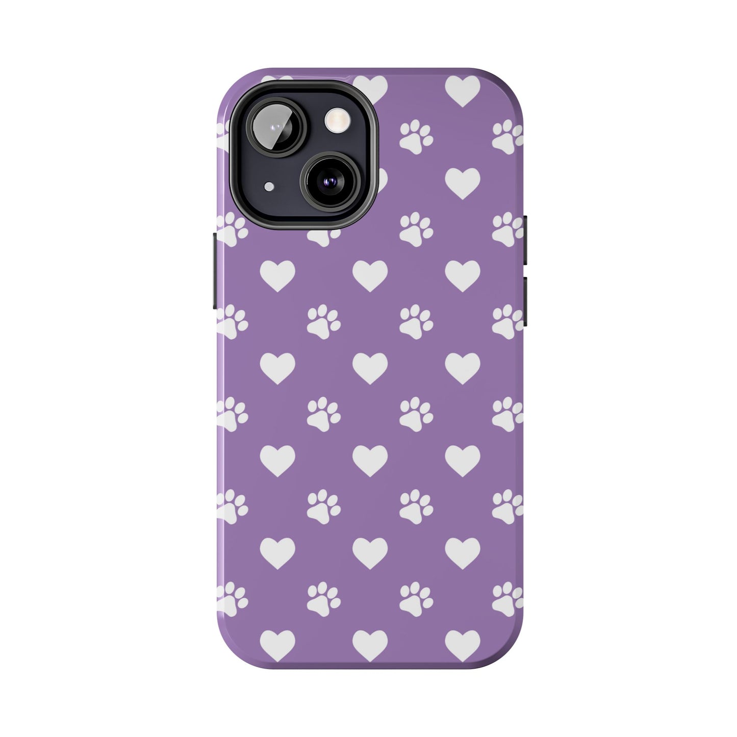 Lavender Paw Prints & Hearts Design - Adorable Pet Lover iPhone Case