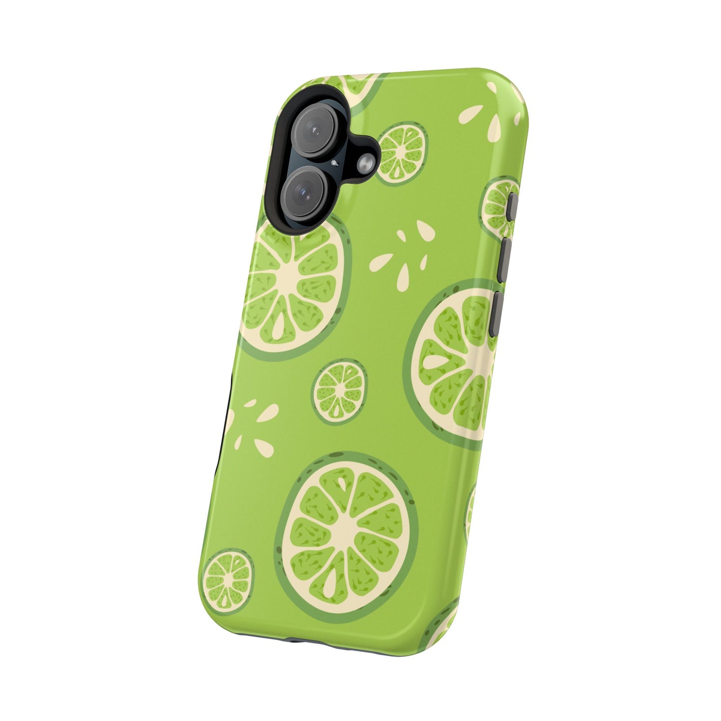 Zesty Lime Splash Tough MagSafe iPhone Case – Fresh Citrus Design, Dual-Layer Protection