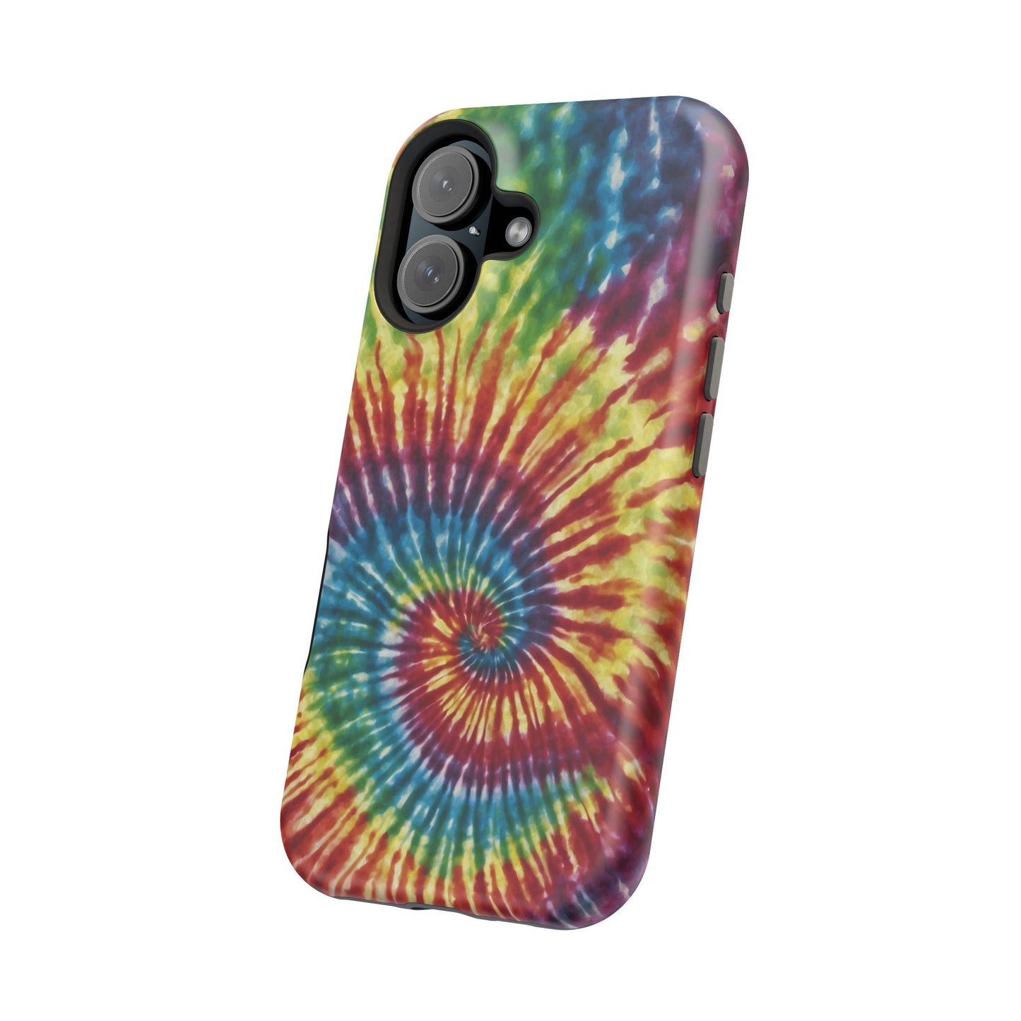 Vibrant Spiral Tie-Dye MagSafe Case – Retro Rainbow Design