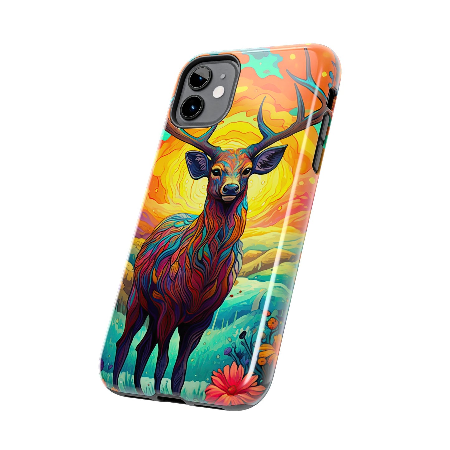 Vibrant Stag in Bloom – iPhone Case