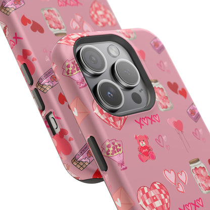 Pink Valentine Love Collage – MagSafe-Compatible iPhone Case