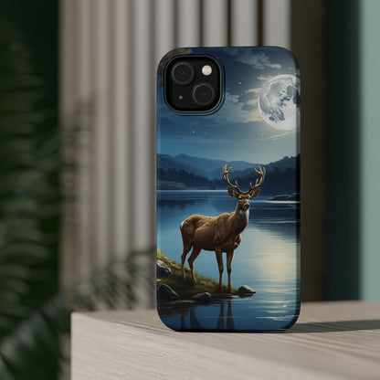 Moonlit Elegance: Stag by the Lake – MagSafe iPhone Case