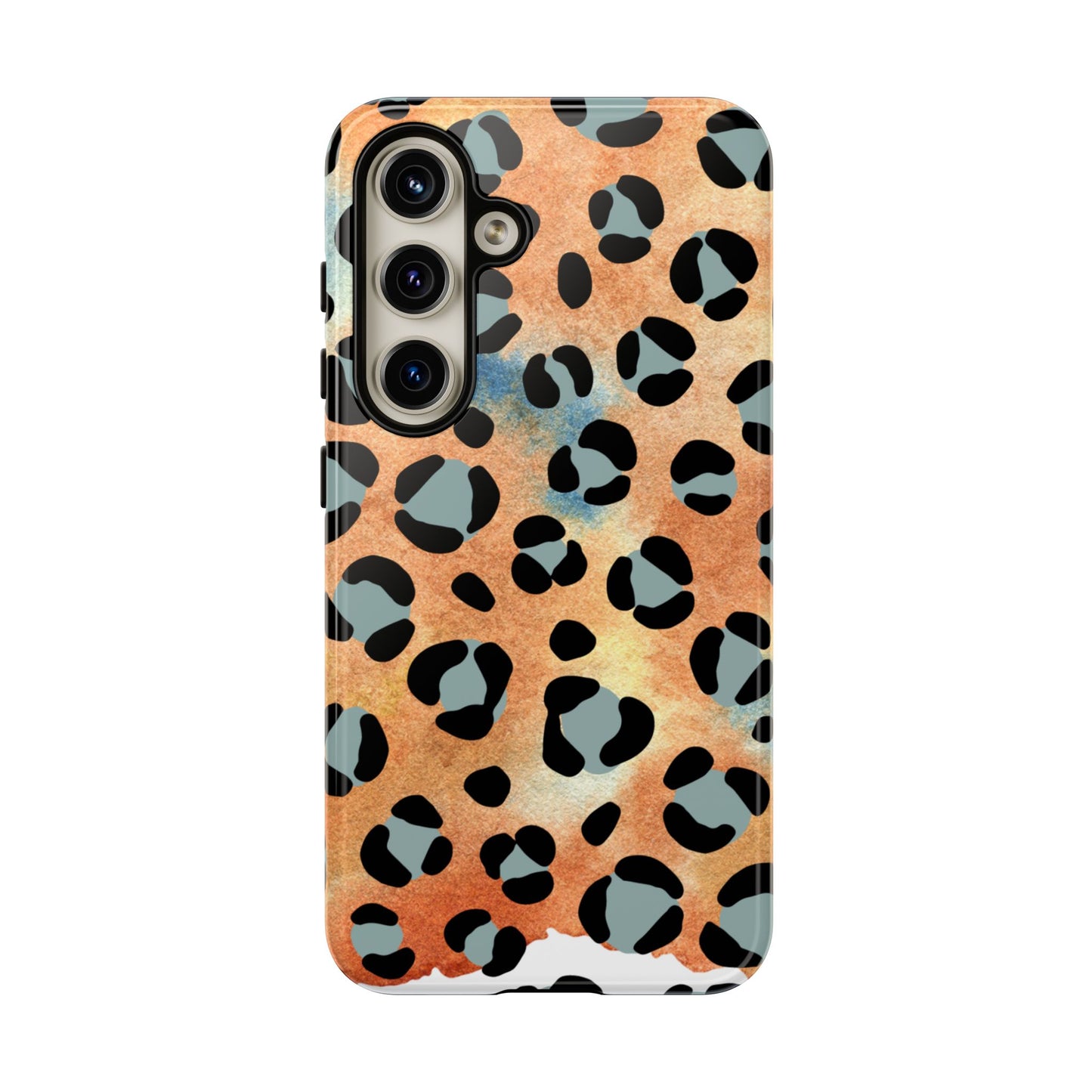 Sunset Watercolor Leopard Print Tough Samsung Galaxy Case – Artistic Animal Pattern with Dual-Layer Protection