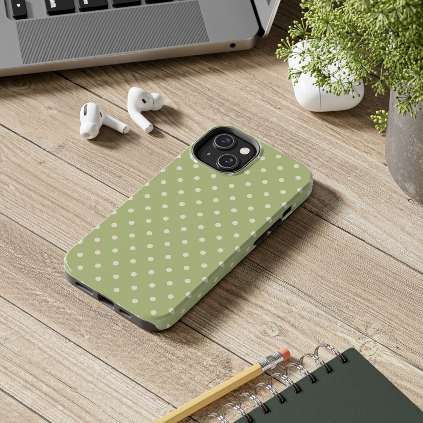 Sage Green Polka Dots – iPhone Case