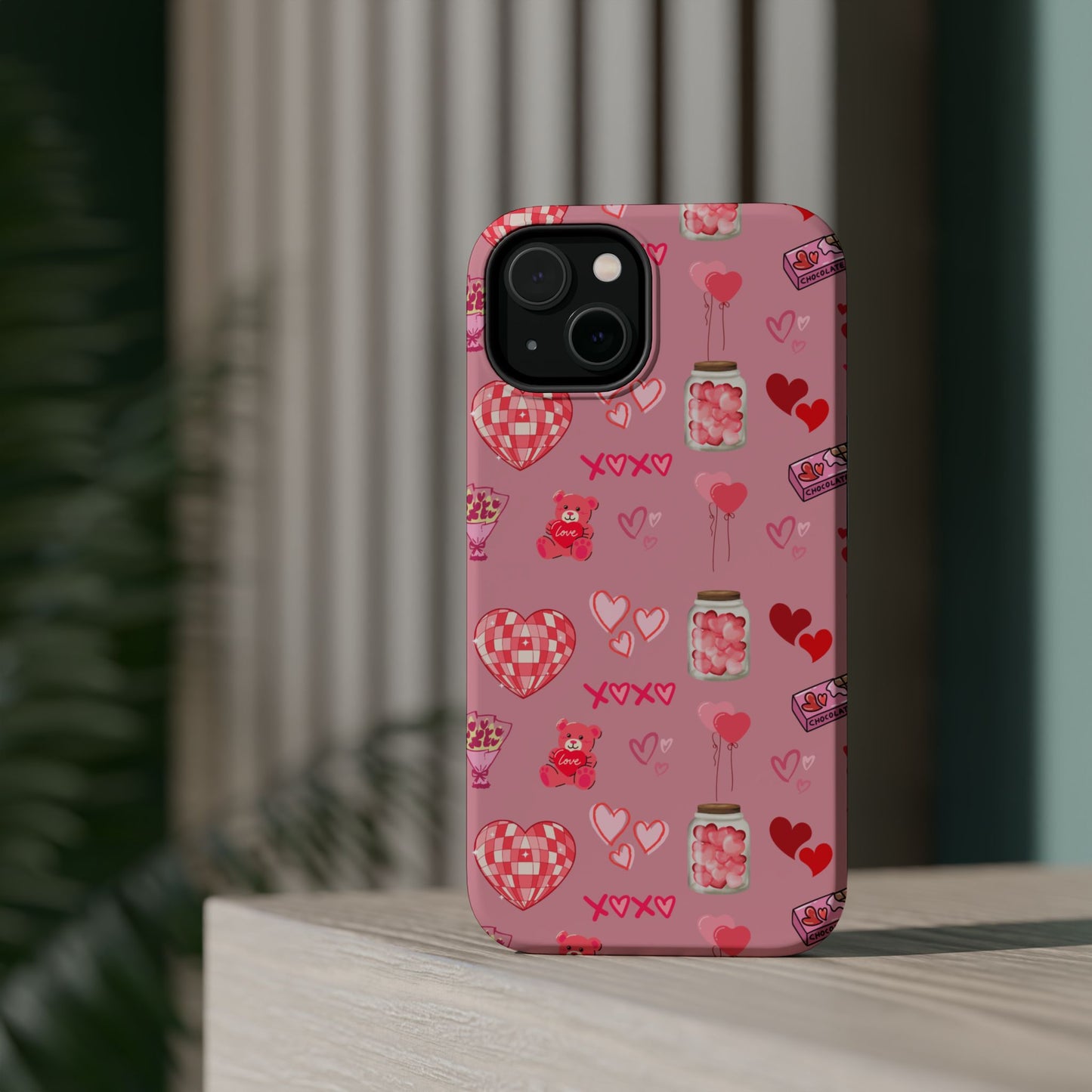 Pink Valentine Love Collage – MagSafe-Compatible iPhone Case