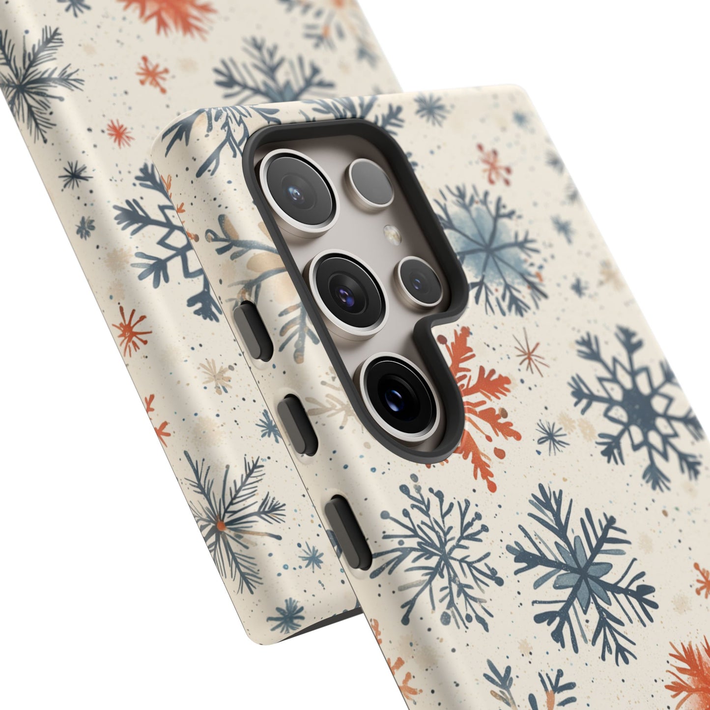 Rustic Orange and Blue Snowflake Pattern – Samsung Galaxy Series Case