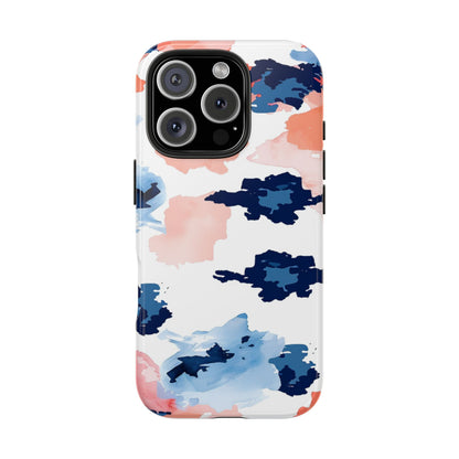 Abstract Coral & Navy Watercolor Design – iPhone Case