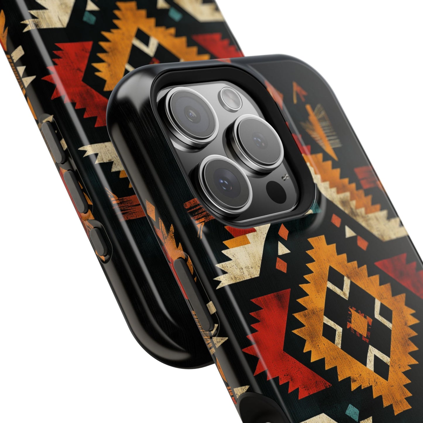 Southwestern Tribal Diamond Tough MagSafe iPhone Case – Bold Geometric Pattern, Dual-Layer Protection