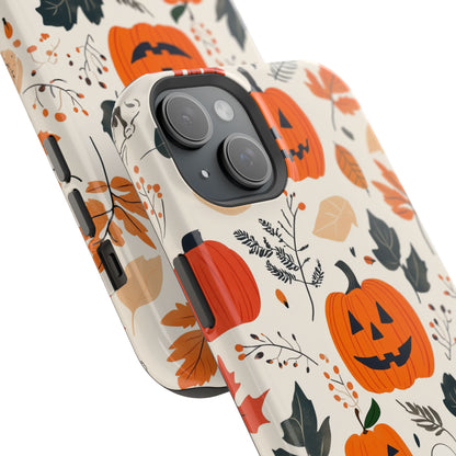 Spooky Pumpkin & Skeleton MagSafe iPhone Case – Halloween Jack-O'-Lantern Design