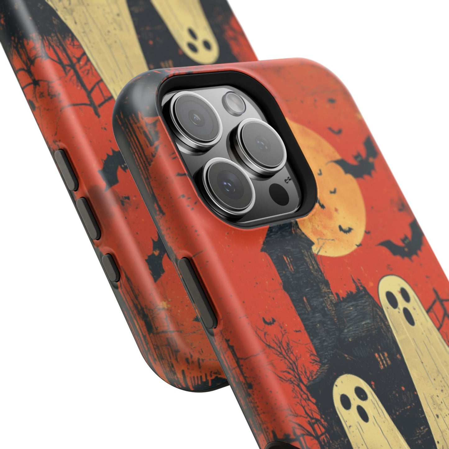 Haunted House & Ghosts MagSafe iPhone Case – Spooky Halloween Full Moon Design