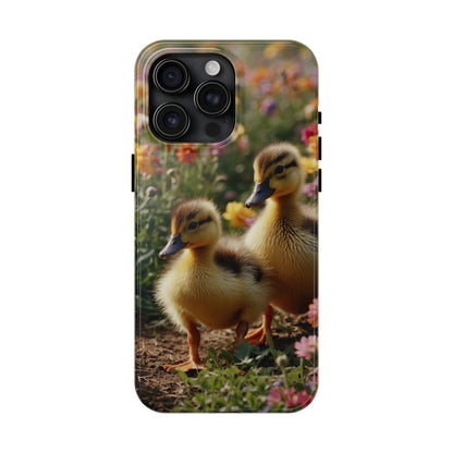 Charming Ducklings in Floral Garden - iPhone Case