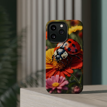 Ladybug on Orange Daisy - MagSafe iPhone Case