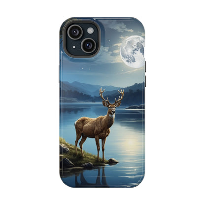 Moonlit Elegance: Stag by the Lake – MagSafe iPhone Case