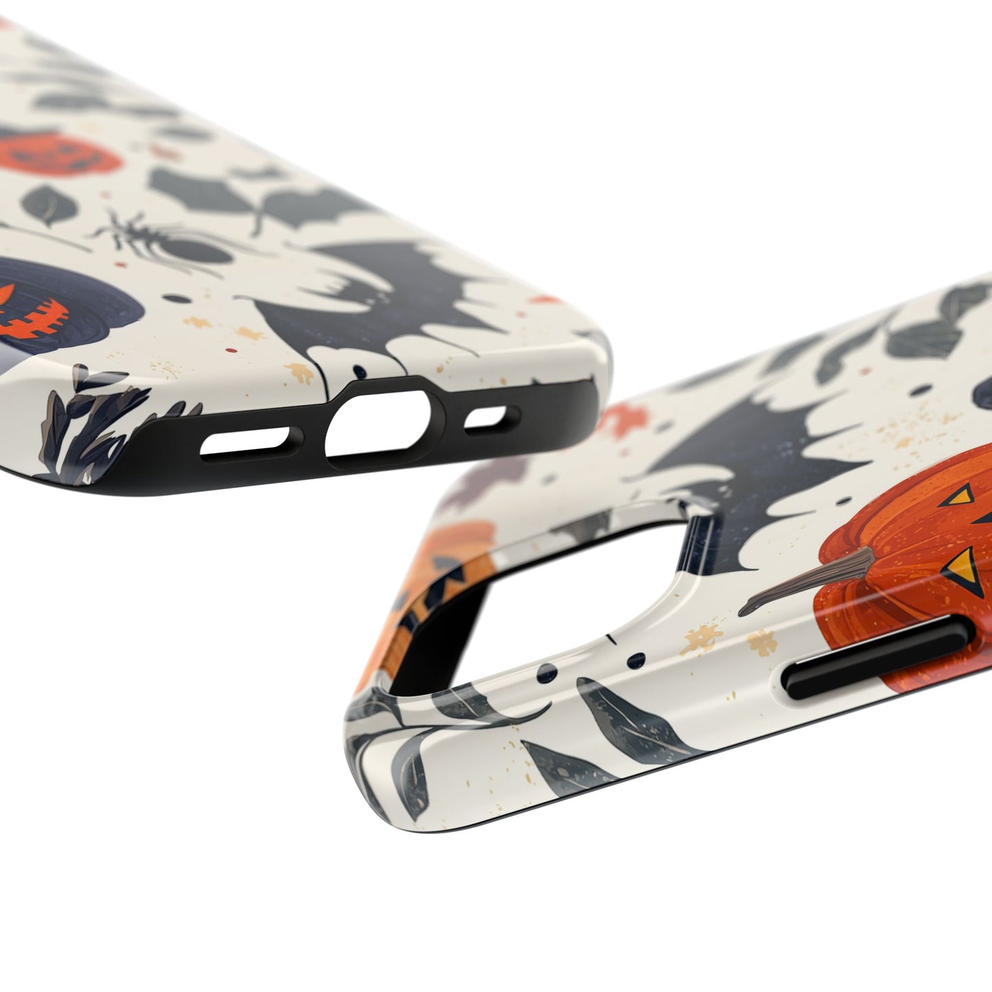 Spooky Halloween iPhone Case – Pumpkins, Bats, and Spider Design