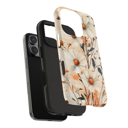 Pastel Orange Floral iPhone Case - Elegant Plaid Protective Cover