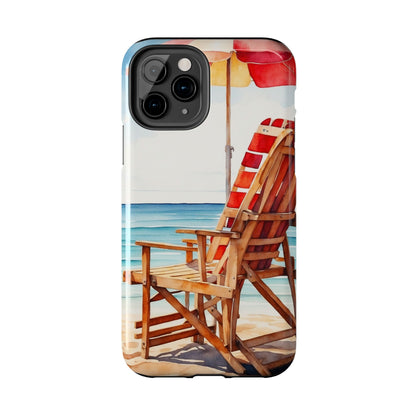 Beach Bliss iPhone Series Case – Relaxing Seaside Chair and Umbrella Design