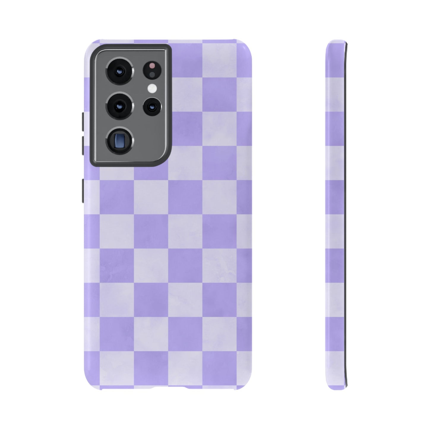 Lavender Checkerboard Samsung Galaxy Case – Shockproof, Smooth Matte Finish, Dual-Layer Design