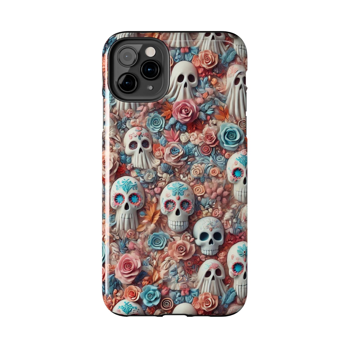 Day of the Dead Floral Skull iPhone Case - Colorful Protective Cover - Halloween Spooky Autumn Case