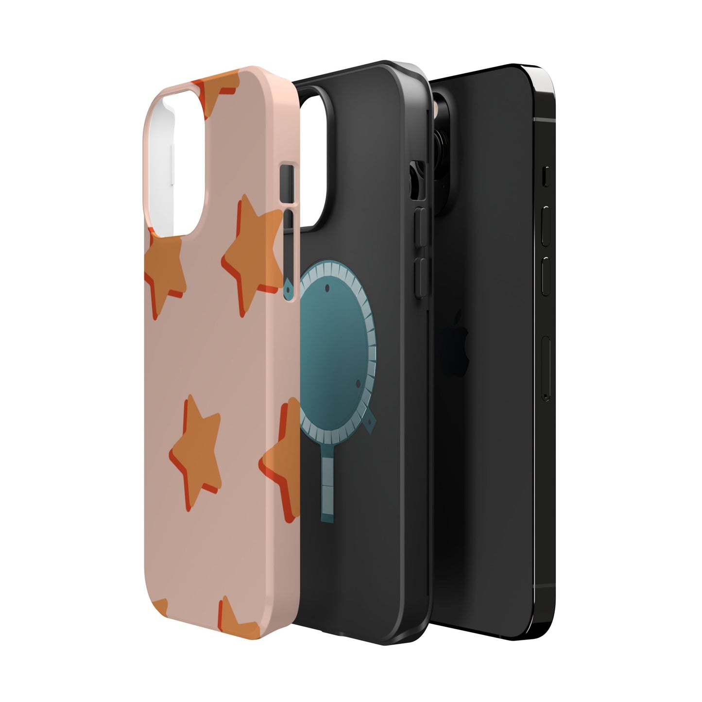 Retro Orange Stars MagSafe iPhone Case – Shock-Resistant, Smooth Matte Finish, Dual-Layer Design