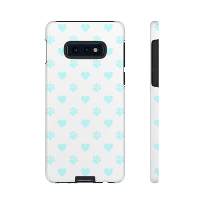 Samsung Galaxy Case - Aqua Paw Print & Heart Design