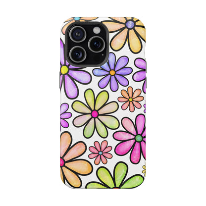 Pastel Daisy Dream MagSafe iPhone Case – Slim Profile, Glossy Finish