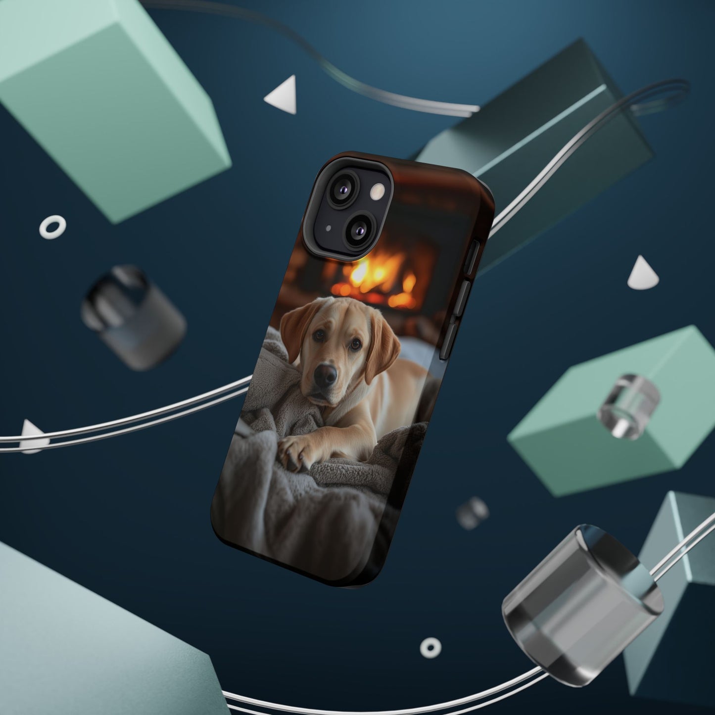 Cozy Golden Retriever by the Fireplace - MagSafe Case