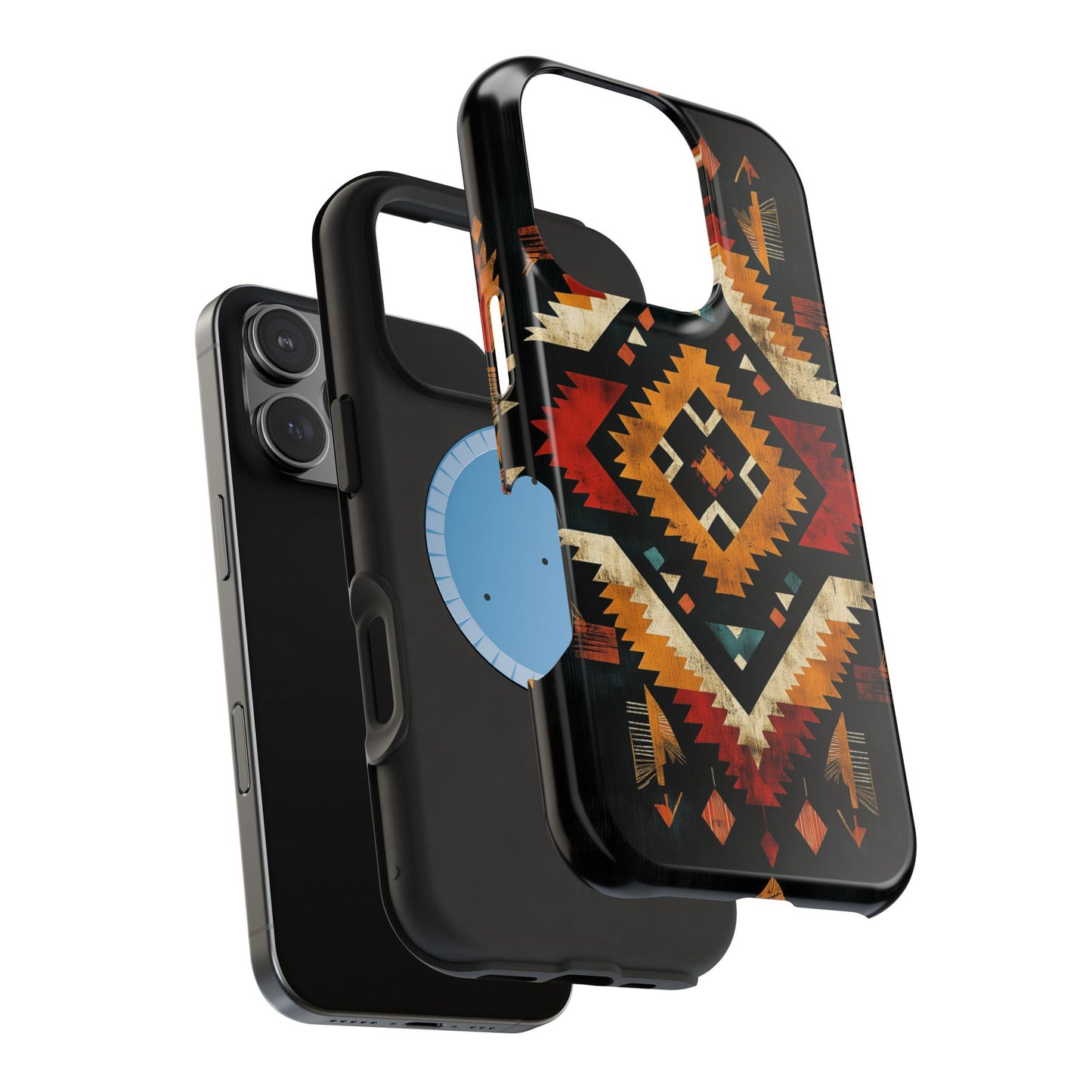 Southwestern Tribal Diamond Tough MagSafe iPhone Case – Bold Geometric Pattern, Dual-Layer Protection