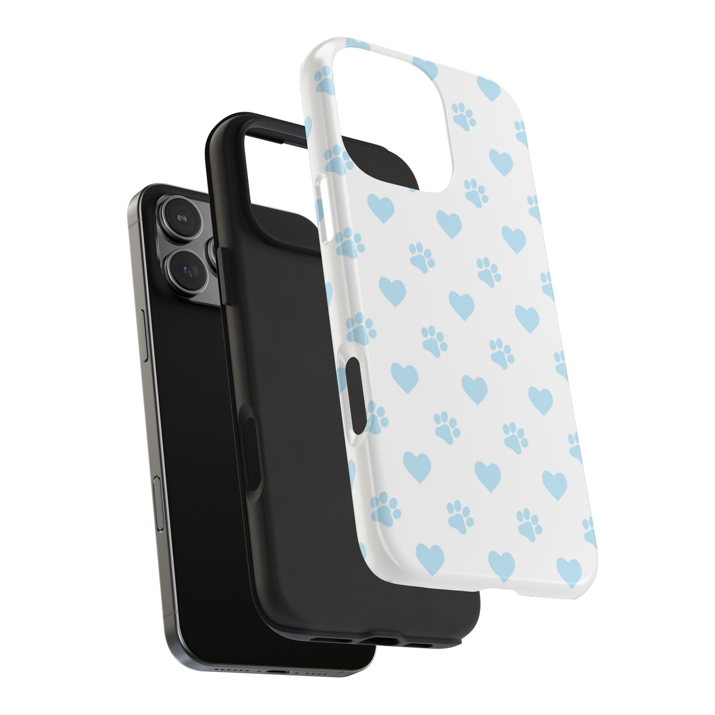 Light Blue Paw Prints & Hearts – iPhone Case for Animal Lovers