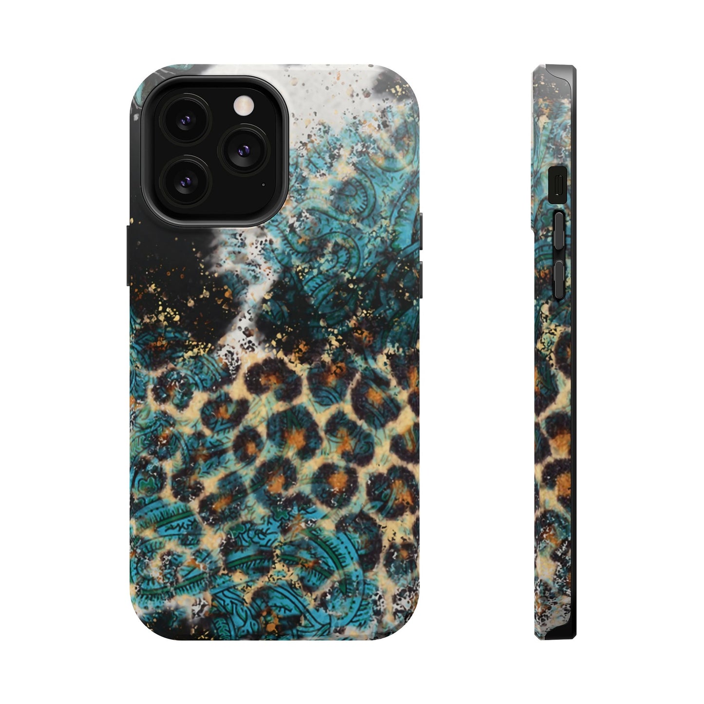 Turquoise Paisley Cowhide Leopard - MagSafe iPhone Series Case