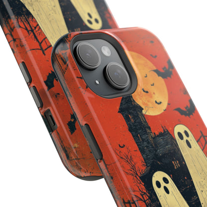 Haunted House & Ghosts MagSafe iPhone Case – Spooky Halloween Full Moon Design