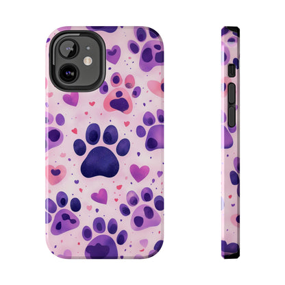 Purple Paw Print iPhone Case - Playful Pet Lover’s Protective Cover