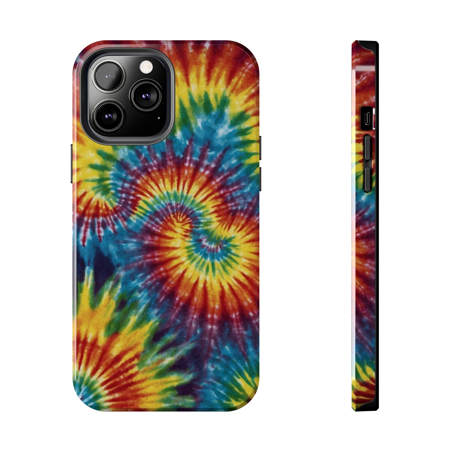 Retro Tie-Dye Swirl iPhone Case – Rainbow Spiral Design