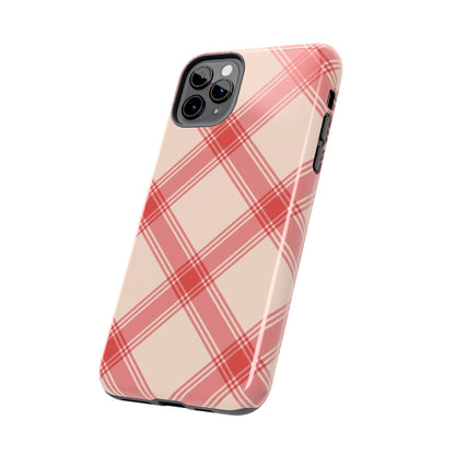 Soft Peachy Red Plaid iPhone Case