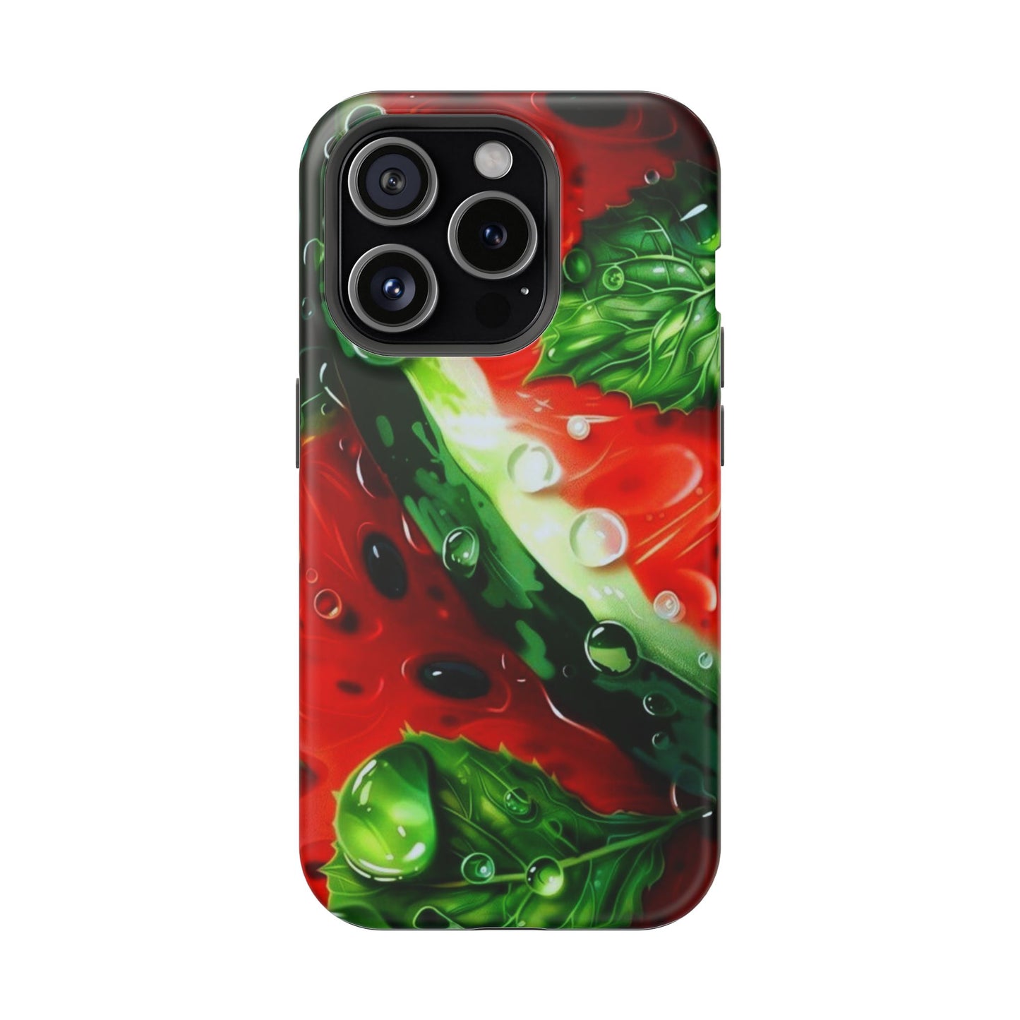 Juicy Watermelon & Mint MasSafe iPhone Case – Tough Dual-Layer, Vibrant Summer Design