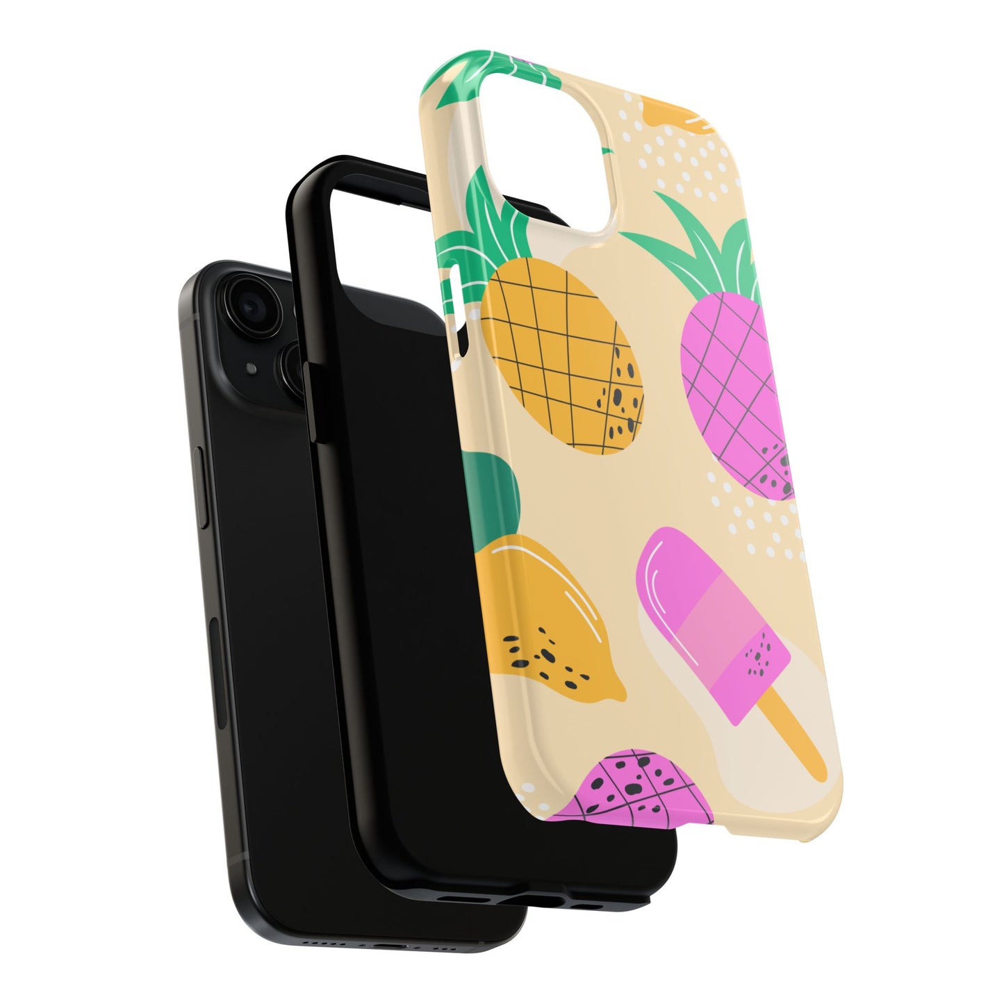 Tropical Pop iPhone Case – Fun Pineapple & Lemon Design with Vibrant Summery Colors