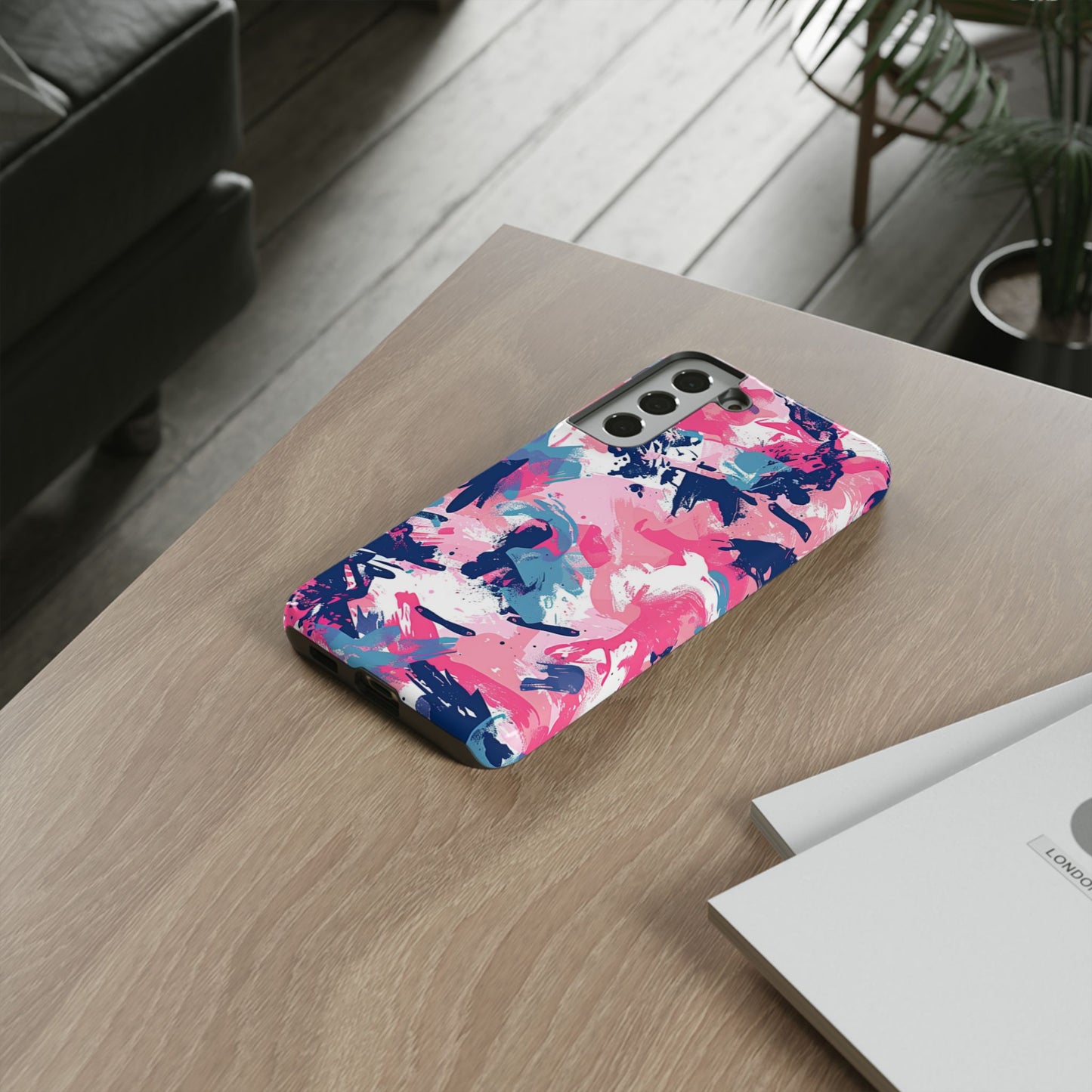 Vibrant Pink & Navy Abstract Splash – Samsung Galaxy Case