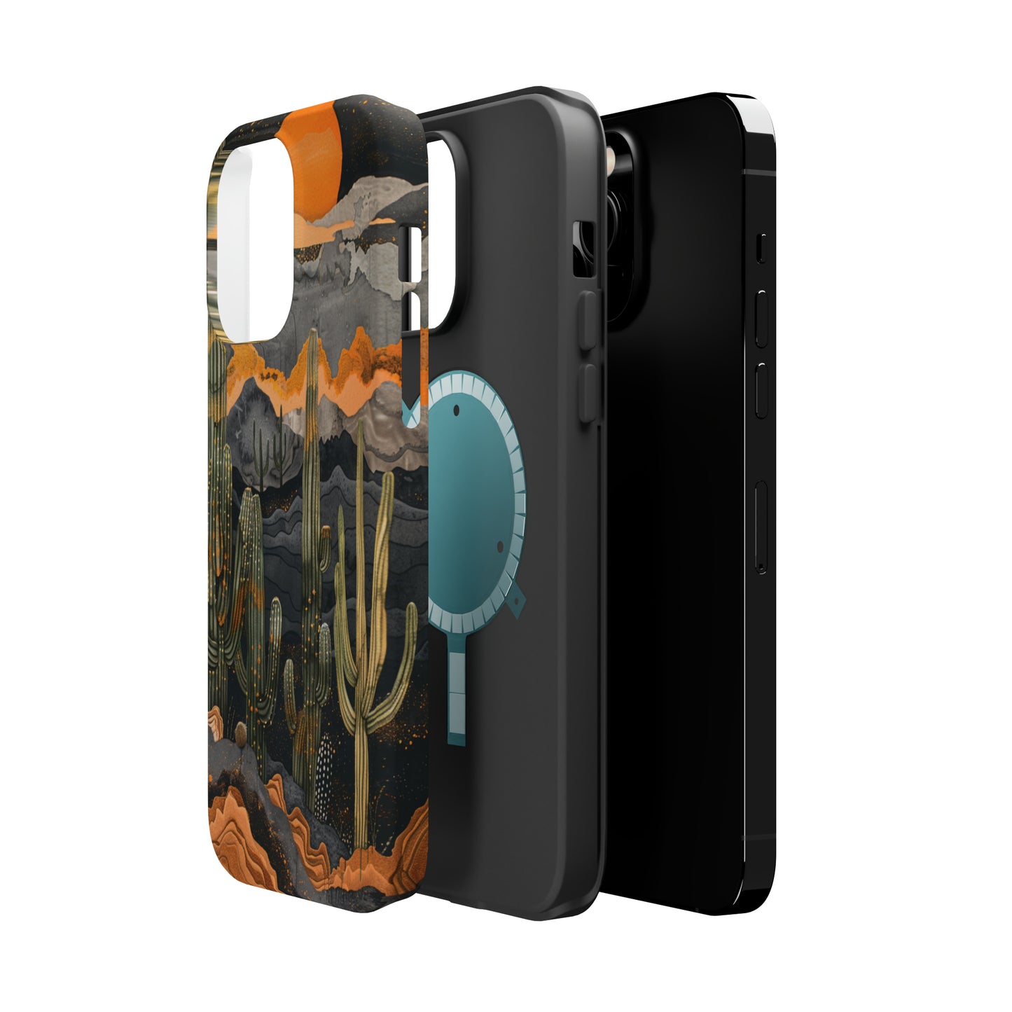 Desert Dusk MagSafe iPhone Case - Cacti Silhouettes & Sundown Hues for iPhone 15, 14, and 13 Series