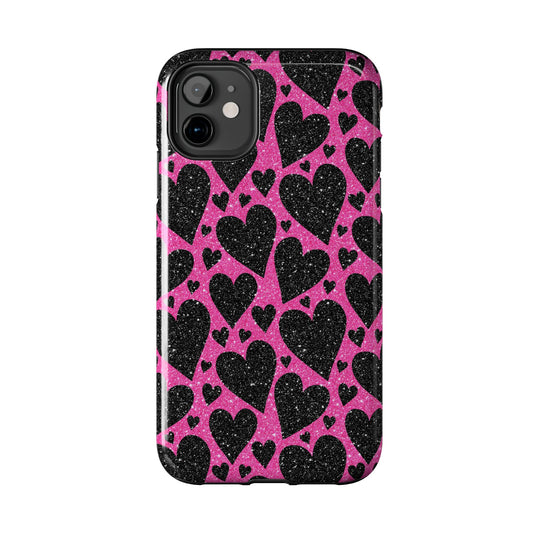 Pink Glitter Hearts iPhone Case