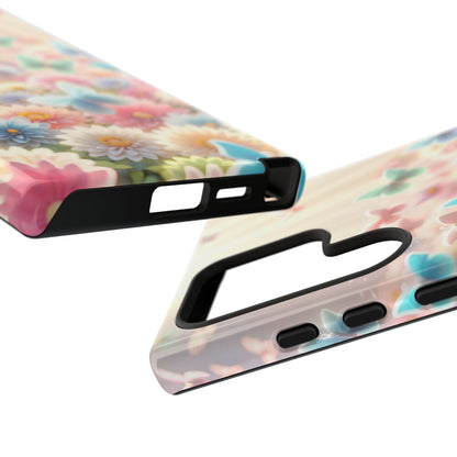 Butterfly Blossom Samsung Case - Pastel Floral Protective Cover - BOGO Cases